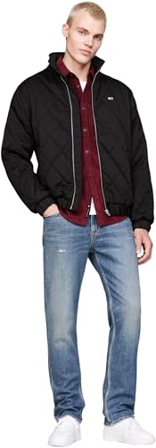 Men’s Quilted Jacket – Tommy Jeans Essential Puffer Coat with Zip Closure