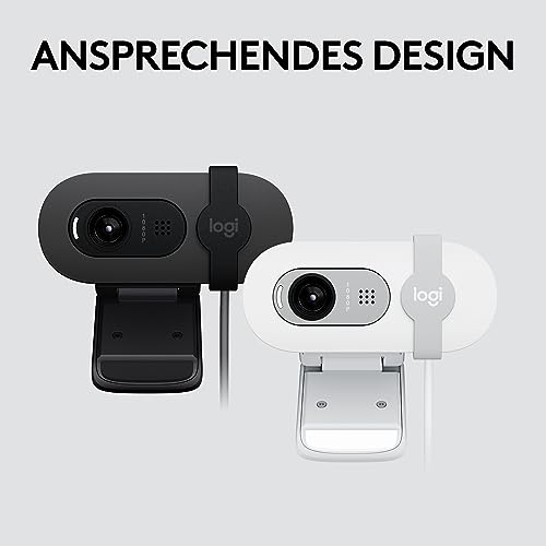 Logitech Brio 100 Full HD-Webcam für Meetings und Streaming, Auto-Lichtausgleich, integriertes Mikrofon, Abdeckblende, USB-A, für Microsoft Teams, Google Meet, Zoom und mehr - Graphit