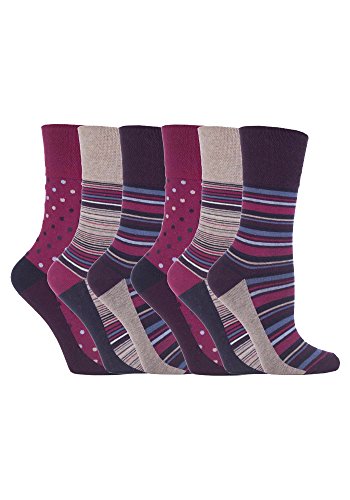 6 Pairs Women's Elastic Socks – Soft Cotton Stripe Crew Socks