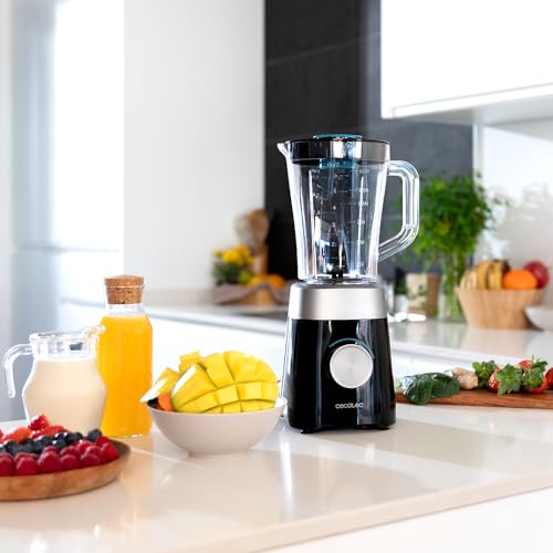 Cecotec Standmixer Power Black Titanium 1800MAX Blend It, 1800 W maximale Leistung, 5 Geschwindigkeiten, 6 Klingen aus Edelstahl, Ice-Crush-Funktion, Turbo- und Smoothie-Funktion, AutoClean-Funktion