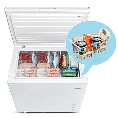 Comfee Gefriertruhe/169 kWh/Jahr/85cm hoch/99L/38dB/Geringe Lautstärke/Hoch effizientesD-förmigesRohr/Geeignet für verschiedene Einsatzszenarien/Einstellbarer Temperaturregler/Weiß