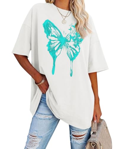 Tomwell Women’s Oversized T-Shirt – Butterfly Design