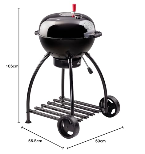 RÖSLE Holzkohle-Kugelgrill No.1 Sport F50, Hochwertiger Kohlegrill mit einstellbarer Luftzufuhr, Deckelscharnier, Deckelthermometer, stabiler Ablage, extra großer Grillfläche und Grillraum
