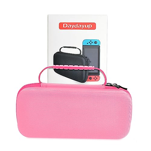 daydayup Tasche Kompatibel mit Nintendo Switch und New Switch OLED, Harte Tragetasche Hülle Case für die Nintendo Switch, Schutzhülle mit Aufbewahrung für 20 Spiele, Konsole & Zubehör - Schwarz