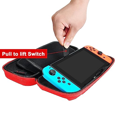daydayup Tasche Kompatibel mit Nintendo Switch und New Switch OLED, Harte Tragetasche Hülle Case für die Nintendo Switch, Schutzhülle mit Aufbewahrung für 20 Spiele, Konsole & Zubehör - Schwarz