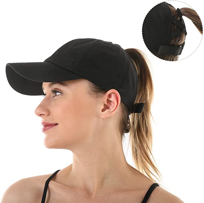 Womens Ponytail Hat Baseball Cap, Adjustable Criss Cross Baseball Cap High Bun Unisex Quick Drying Trucker Hats
