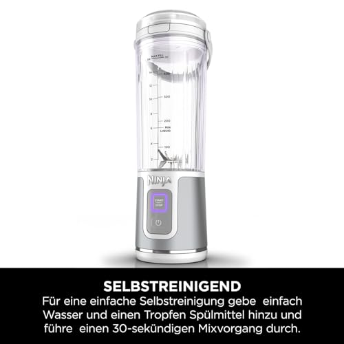 Ninja Blast Tragbarer Mixer / Blender / Smoothie Maker, 530ml Becher, Auslaufsicherer Deckel, Leistungsstarker Mini Standmixer, Kabellos & Wiederaufladbar, Zerkleinert Eis & Obst, Schwarz