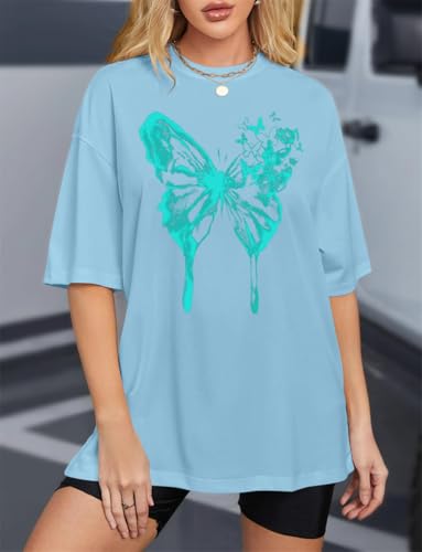 Tomwell Women’s Oversized T-Shirt – Butterfly Design