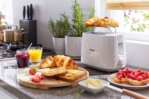 Philips Toaster – 2 Toastschlitze, 8 Stufen, Brötchenaufsatz, Auftaufunktion, Liftfunktion, Abschaltautomatik, schwarz