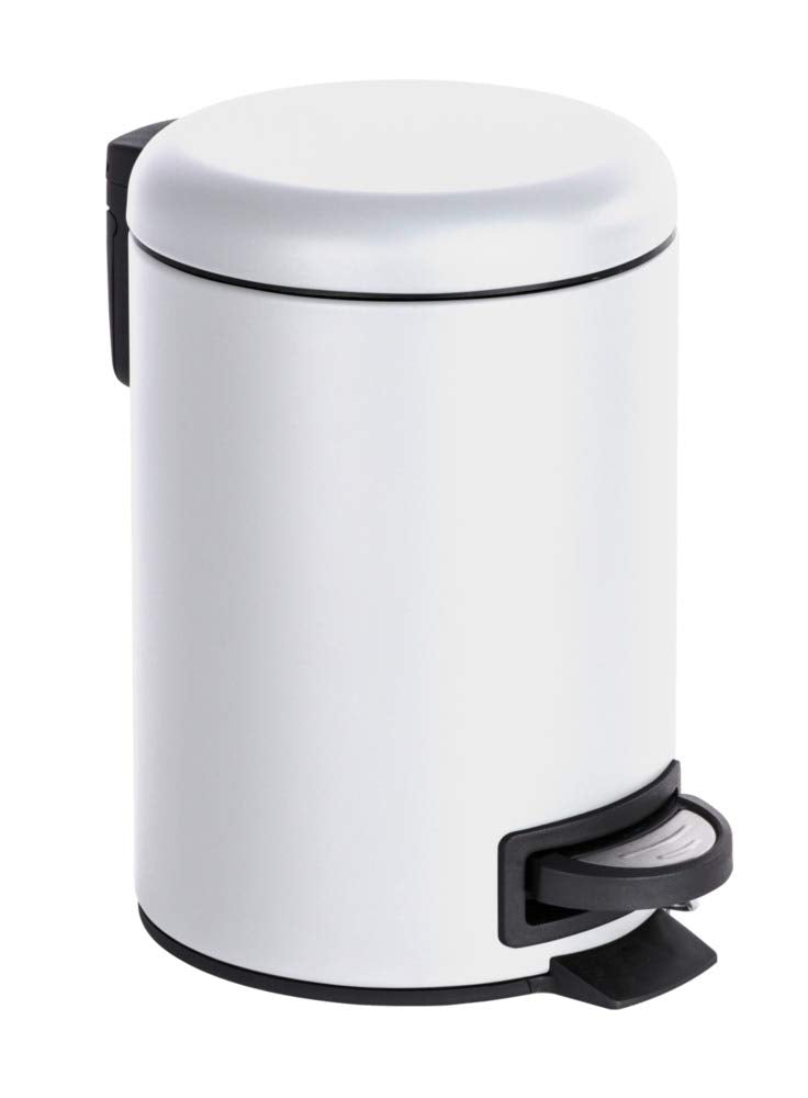 WENKO Treteimer Mod. Leman 3 Liter mit herausnehmbarem Einsatz aus lackiertem Stahl ideal für Badezimmer oder Küche 17 x 25 x 22,5 cm Schwarz matt