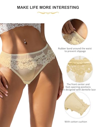 Women's Lace Underwear Briefs Comfortable Thong Soft String Breathable Floral Sexy Sizes S-2XL