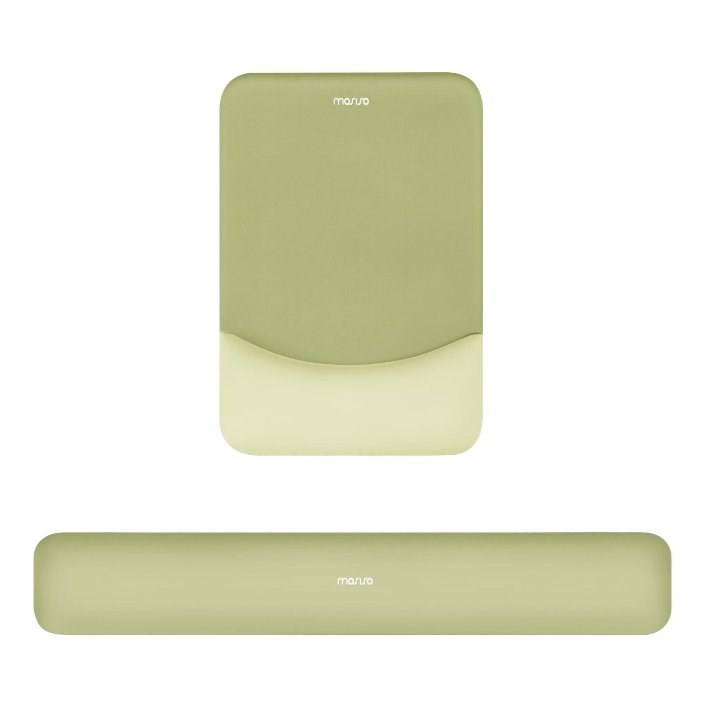 MOSISO Handgelenkstütze für Mauspad&Tastatur Set, Rechteckig Ergonomisch Mauspad Rutschfest Basis Home/Büro Schmerzlinderung&Typing Kissen mit Neopren Cloth&Erhöht Gebogen Memory Schaum,Grün