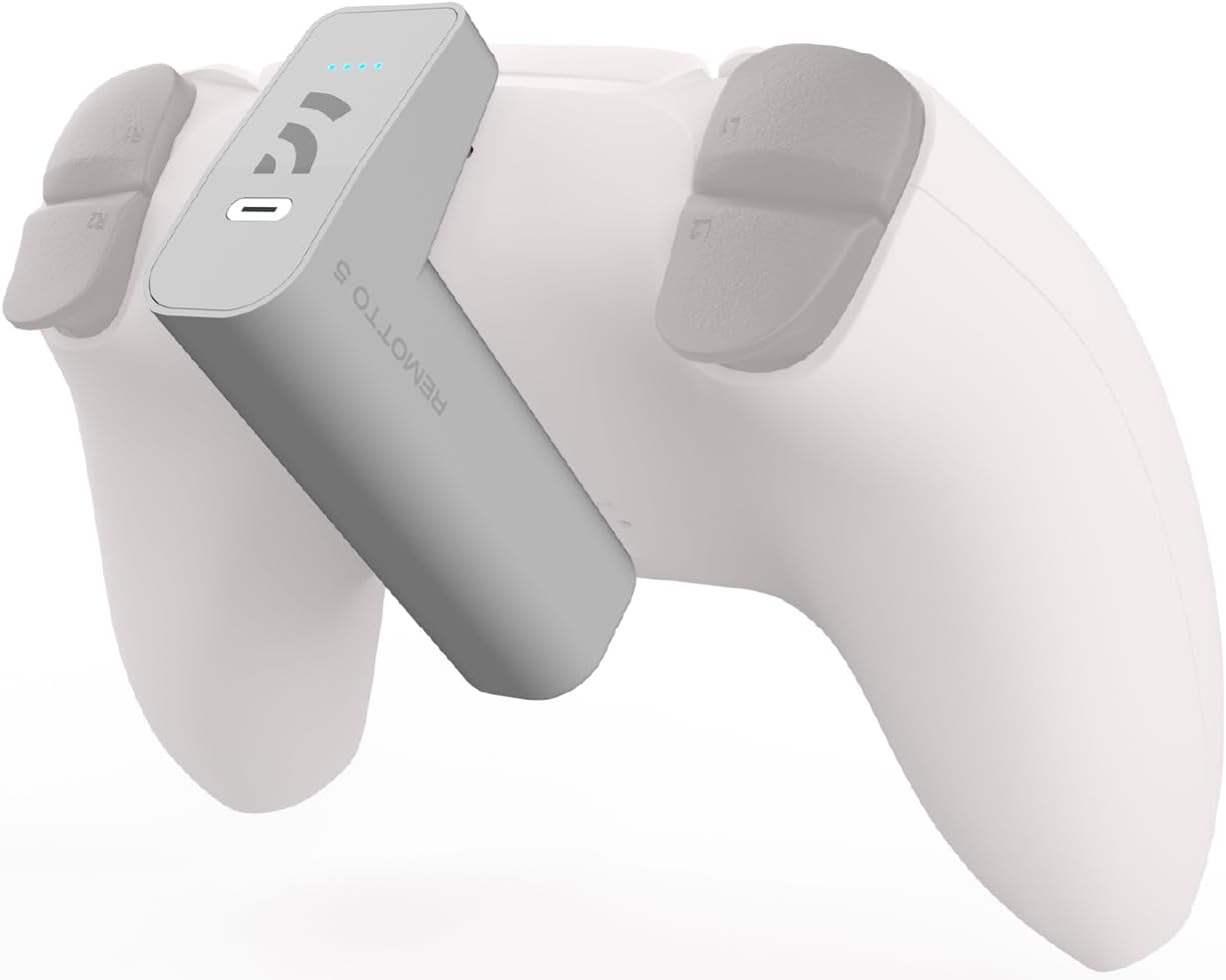 Remotto Battery - PS5 Controller-Ladegerät Kabelloses, Tragbarer Akku für DualSense, Play während des Aufladens, Lange Akkulaufzeit, +12 Stunden Akkulaufzeit, PS5 Zubehör