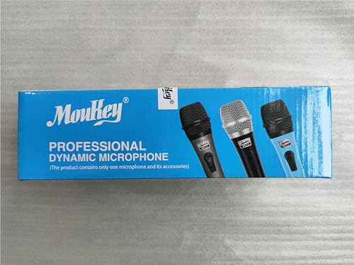 Moukey Dynamisches Mikrofon mit 4M/13ft Kabel, Metall Karaoke Handmikrofon, XLR-Mikrofon für Gesang/Bühne/Party, Kompatibel mit Karaoke Maschine/PA Anlage/Verstärker/Mixer, Grau