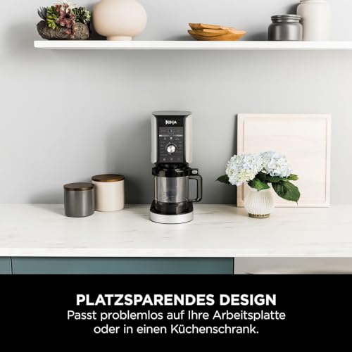 Ninja CREAMi Eismaschine & Dessertmaschine mit 3 Behältern, 7 Programmen, Herstellung von Eis, Gelato, Sorbet, Smoothie-Bowls, Milchshakes und mehr, Schwarz/Silber, 1,4L Eiscreme Kapazität, NC300EU