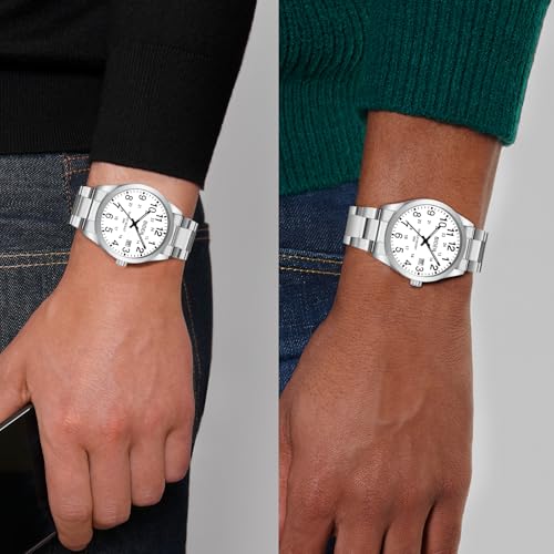LN LENQIN Uhren Herren Edelstahl Uhren für Männer Analog Quarz Herren Uhr 30M Wasserdicht Armbanduhr Herren Mode Casual Designer Uhr