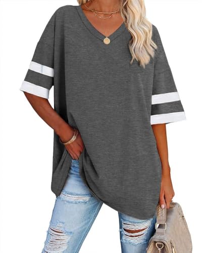 Ebifin Women's Oversized V-Neck T-Shirt