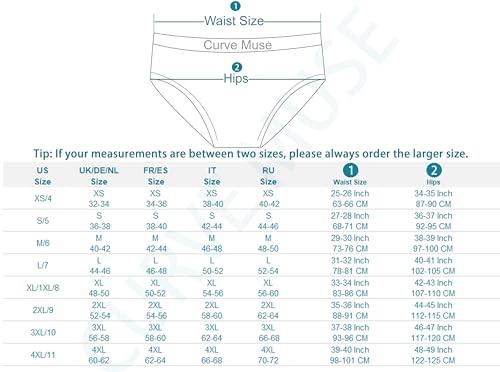 Curve Muse Women's Thong Hipster Underwear Sexy Comfortable - Pack of 2