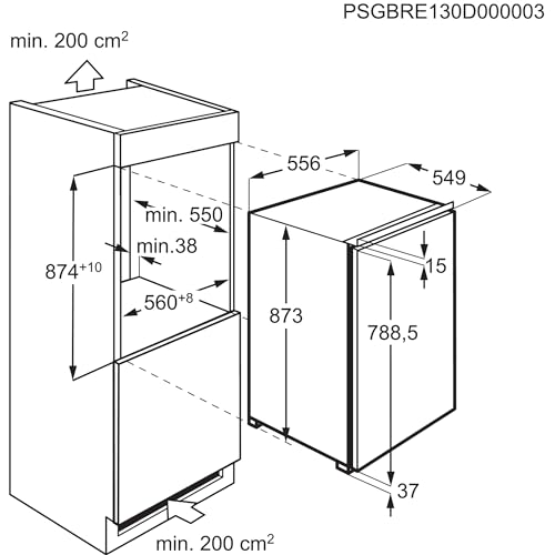 AEG TSK5O881ES built-in refrigerator / 880 mm / 142 L/sliding door/E