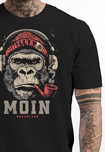 Neverless® Men's T-Shirt – "Moin" Gorilla Music Front Print