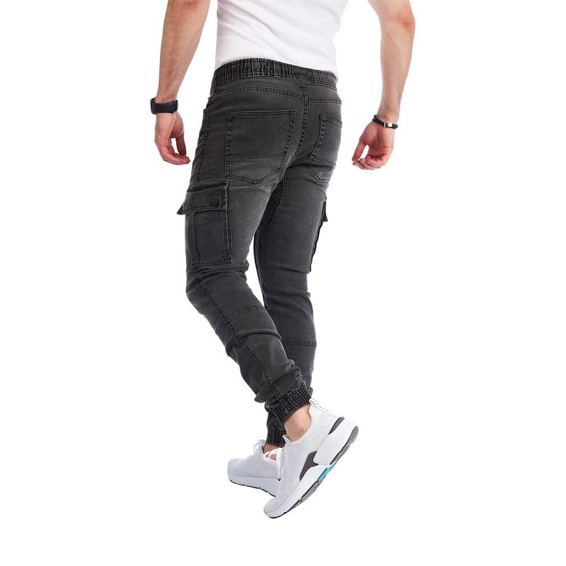 Men’s Cargo Jeans – Regular Slim Fit Denim Joggers