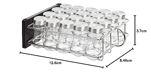 Gewürzregal mit 20 Gläsern, vertikale Konstruktion, Silber