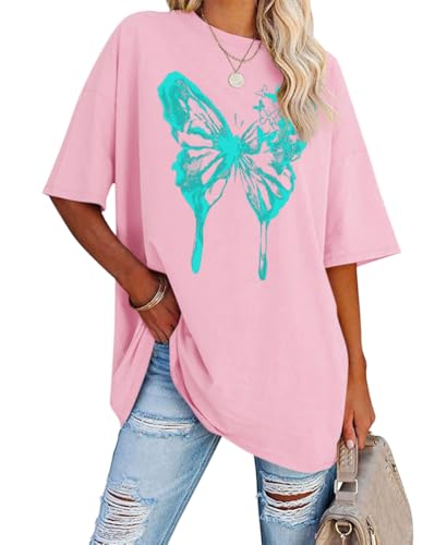 Tomwell Women’s Oversized T-Shirt – Butterfly Design