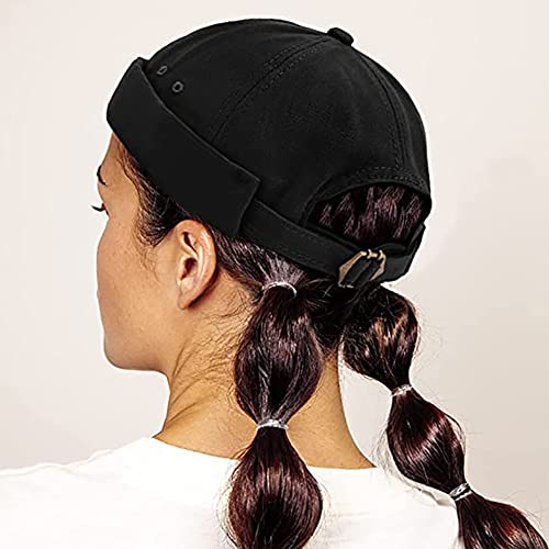 XYIYI Herren Dockermütze Brimless Hat Schädelkappe Arbeiter Matrosenmütze Gerollte Manschette Retro Beanie Mütze