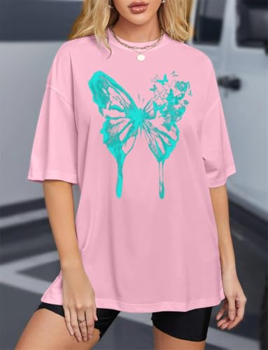 Tomwell Women’s Oversized T-Shirt – Butterfly Design
