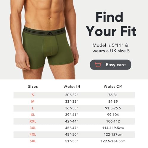FM London 5-Pack Bamboo Men’s Boxer Shorts with Stretch-Fit Design