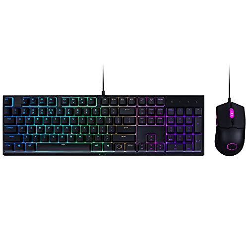 Cooler Master MS110 RGB-Tastatur & Gaming-Maus Kombination – Lineare mem-chanische Schalter, 26 Anti-Ghosting Tasten, On-Board-Steuerung, Gaming Maus mit 4 DPI-Einstellungen – DE Layout QWERTZ