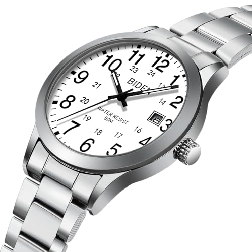LN LENQIN Uhren Herren Edelstahl Uhren für Männer Analog Quarz Herren Uhr 30M Wasserdicht Armbanduhr Herren Mode Casual Designer Uhr