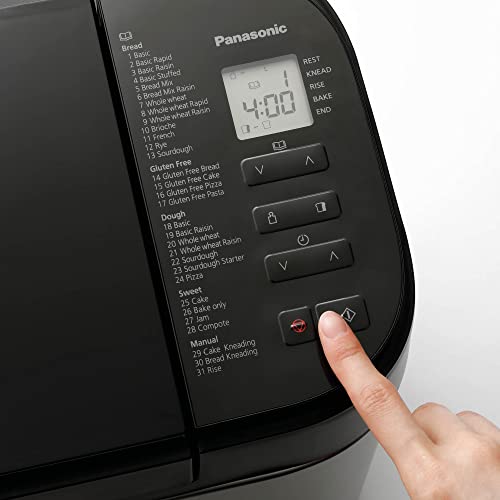 Panasonic Premium Grau Vollautomatischer Brotbackautomat, horizontales Design und Hefespender, 32 automatische Programme, zwei Temperatursensoren, 13-Stunden-Zeitvorwahl, Grau