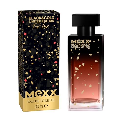 Mexx Black & Gold Limited Edition Woman Eau de Toilette, sinnlich-blumiger Damenduft, 15ml