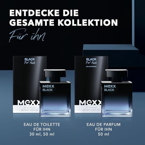 MEXX BLACK Man Eau de Parfume, verführerisch-intensiver Duft mit aquatisch-holzigen Noten für sinnliche Männer, 50ml