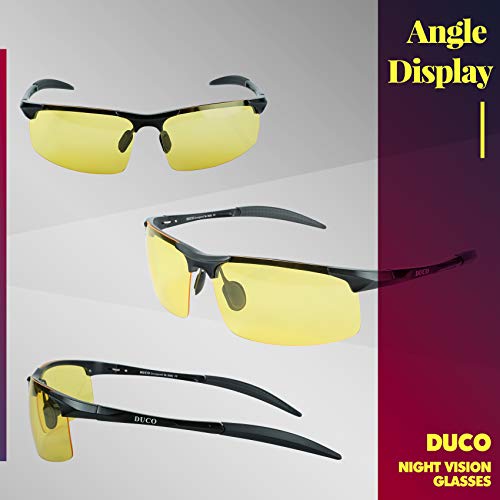 DUCO Herren Sportbrille Polarisierte Sonnenbrille Fahrerbrille Ultraleichte Al-Mg Metallrahmen UV400-Schutz Männer Sonnenbrillen 8177S