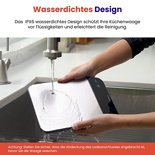 ETEKCITY Küchenwaage, digital 5KG mit großem LCD-Display,Digitalwaage, Briefwaage mit Großer Edelstahl Wiegefläche, Flüssigkeitsmessung, hohe Präzision auf bis zu 1g, Tara-Funktion, Silber