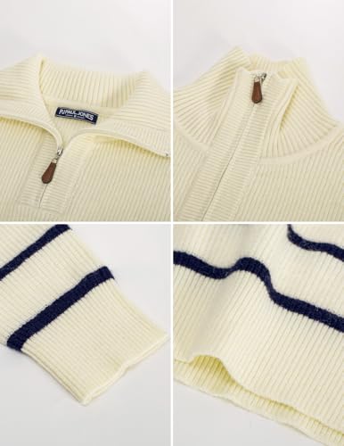 PJ PAUL JONES Men’s Quarter Zip Sweater – Striped Mock Neck Pullover