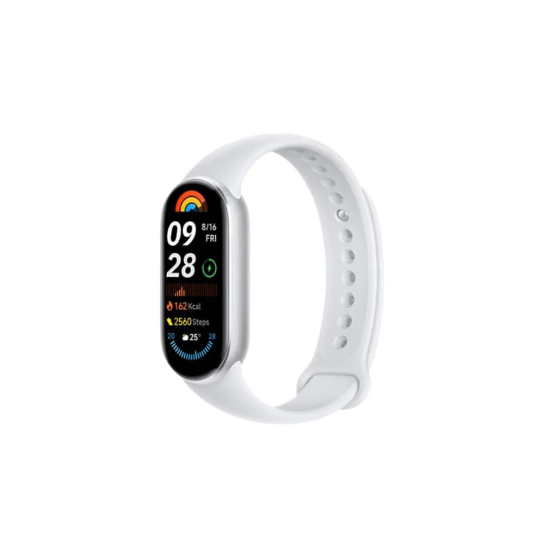 Xiaomi Smart Band 9 Fitness Tracker, AMOLED Display with 1200 Nits, Sp02 Tracking, Sleep and Heart Rate Monitor, Notifications, 5ATM Waterproof, Mi Fit App, Glacier Silver