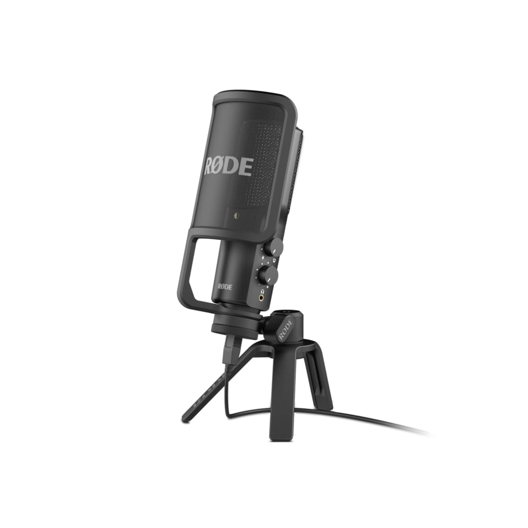 RØDE NT-USB+ Professionelles USB-Mikrofon für Profi-Audioaufnahmen direkt auf dem Computer oder Mobilgerät, schwarz