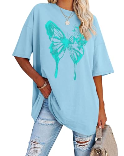 Tomwell Women’s Oversized T-Shirt – Butterfly Design