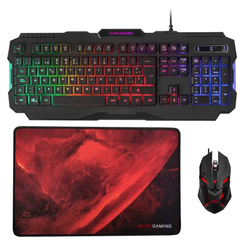 MARSGAMING MCP-RGB3, Pack Gaming Keyboard Fixed RGB + Gaming Mouse RGB Flow 3200 DPI + Headset Over-Ear RGB + XXL Mouse Pad, White, Portuguese Language