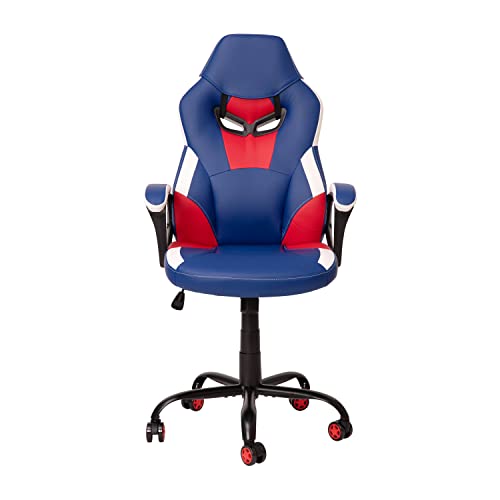Flash Furniture X30 Gaming-Stuhl, ergonomischer Bürostuhl für PC- und Gaming-Setups, verstellbarer Rennsport-Stuhl mit vollständig verstellbarer Rückenunterstützung, schwarz mit weißer Verzierung