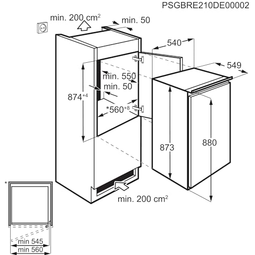AEG TSK5O881ES built-in refrigerator / 880 mm / 142 L/sliding door/E