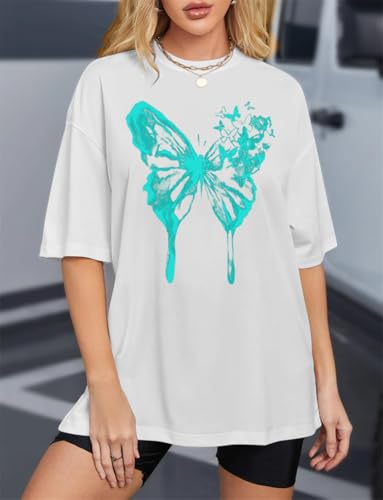 Tomwell Women’s Oversized T-Shirt – Butterfly Design