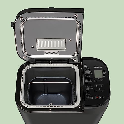 Panasonic Premium Grau Vollautomatischer Brotbackautomat, horizontales Design und Hefespender, 32 automatische Programme, zwei Temperatursensoren, 13-Stunden-Zeitvorwahl, Grau