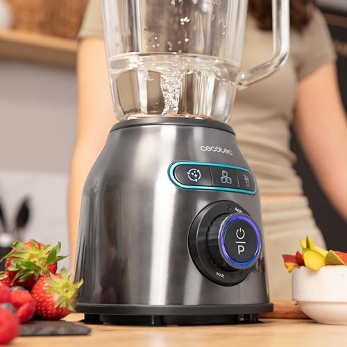 Cecotec Standmixer Power Black Titanium 1800MAX Blend It, 1800 W maximale Leistung, 5 Geschwindigkeiten, 6 Klingen aus Edelstahl, Ice-Crush-Funktion, Turbo- und Smoothie-Funktion, AutoClean-Funktion