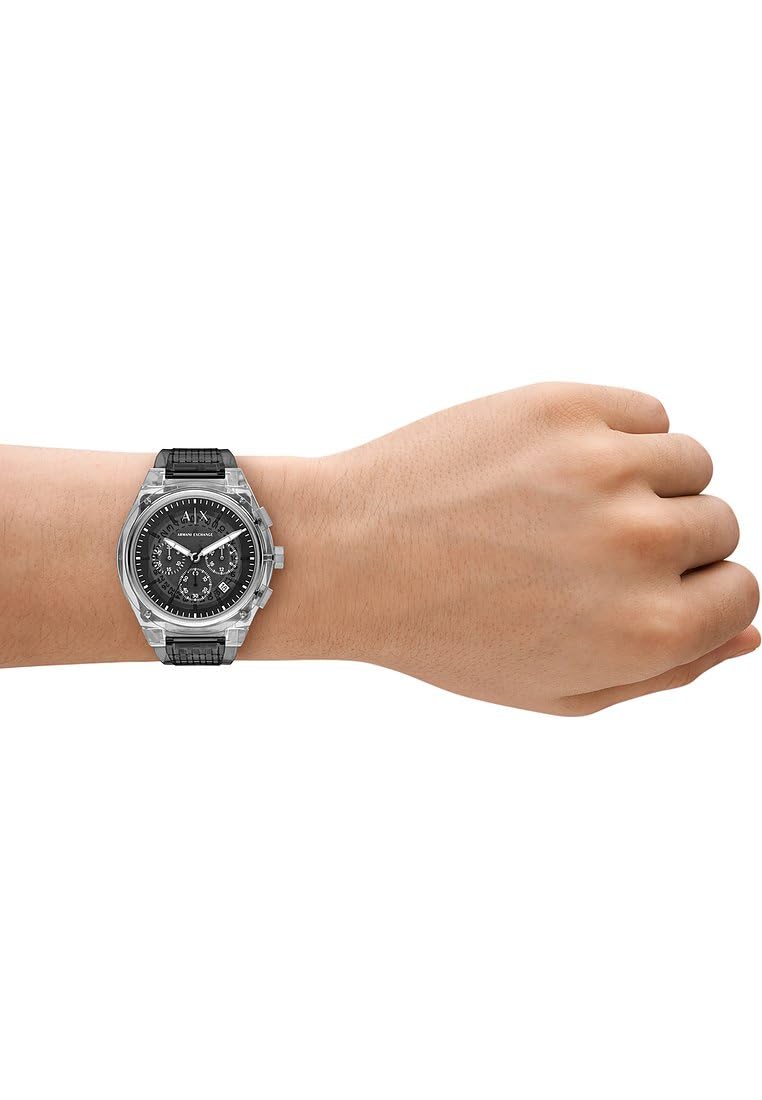 Armani Exchange Watch for Men, Chronograph Movement and 46mm Case Size with Stainless Steel, Leather or Silicone Strap