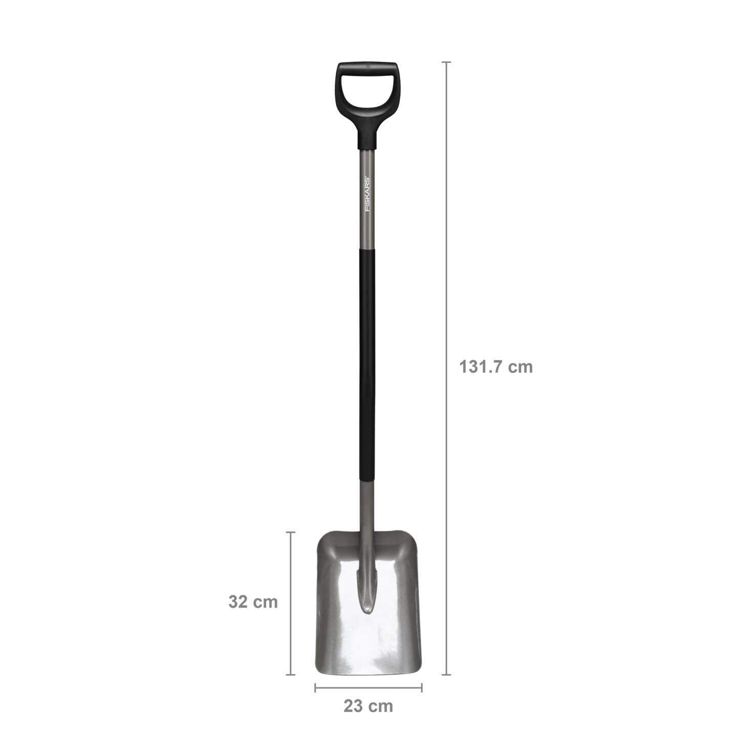Fiskars Gärtnerspaten, Spitz, Spaten für harte, steinige Böden, Länge: 125 cm, Hochwertiger Borstahl, Grau/Schwarz, Ergonomic, 1070639