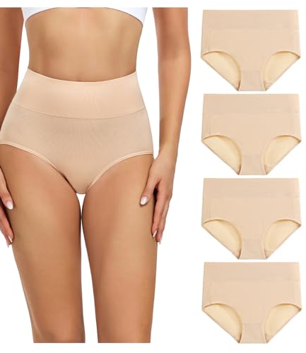 Wirarpa Women’s Cotton Underwear High Waist Briefs - Pack of 4